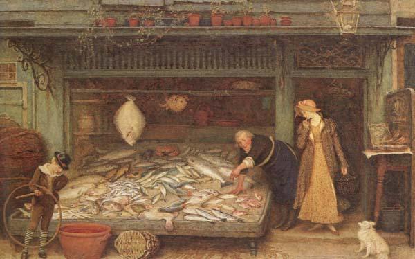 Frederick Walker,ARA,RWS A Fishmonger's shop (mk46) china oil painting image